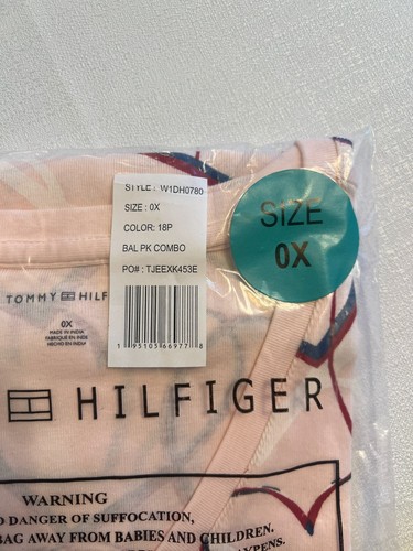 Tommy Hilfiger Top Women's Plus 0x V-Neck Cotton T-Shirt Pink Hearts Print - Picture 5 of 6