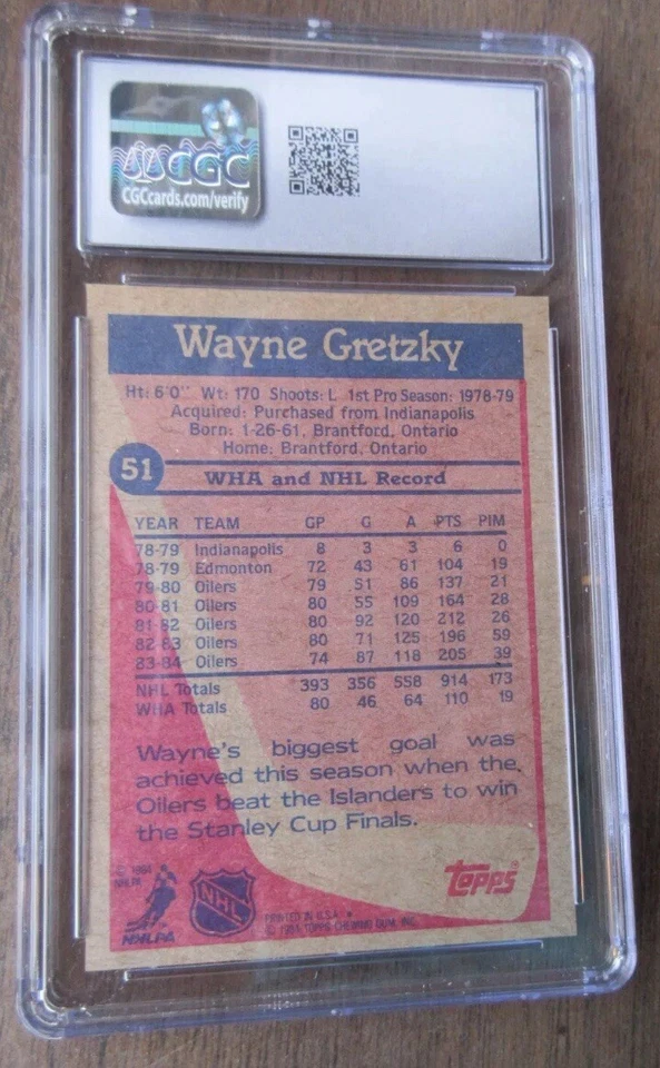 1984 年 Topps Wayne Gretzky CGC 9.5 卡 #51 — 第 2/2 张图片