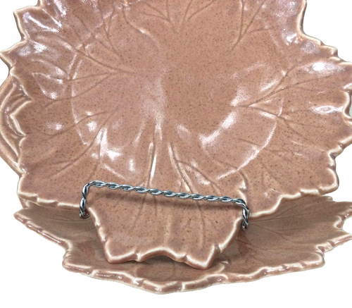 Steubenville Woodfield Set of Two Leaf Shaped Salad Plates Dusty Rose USA 1941 - Picture 2 of 5