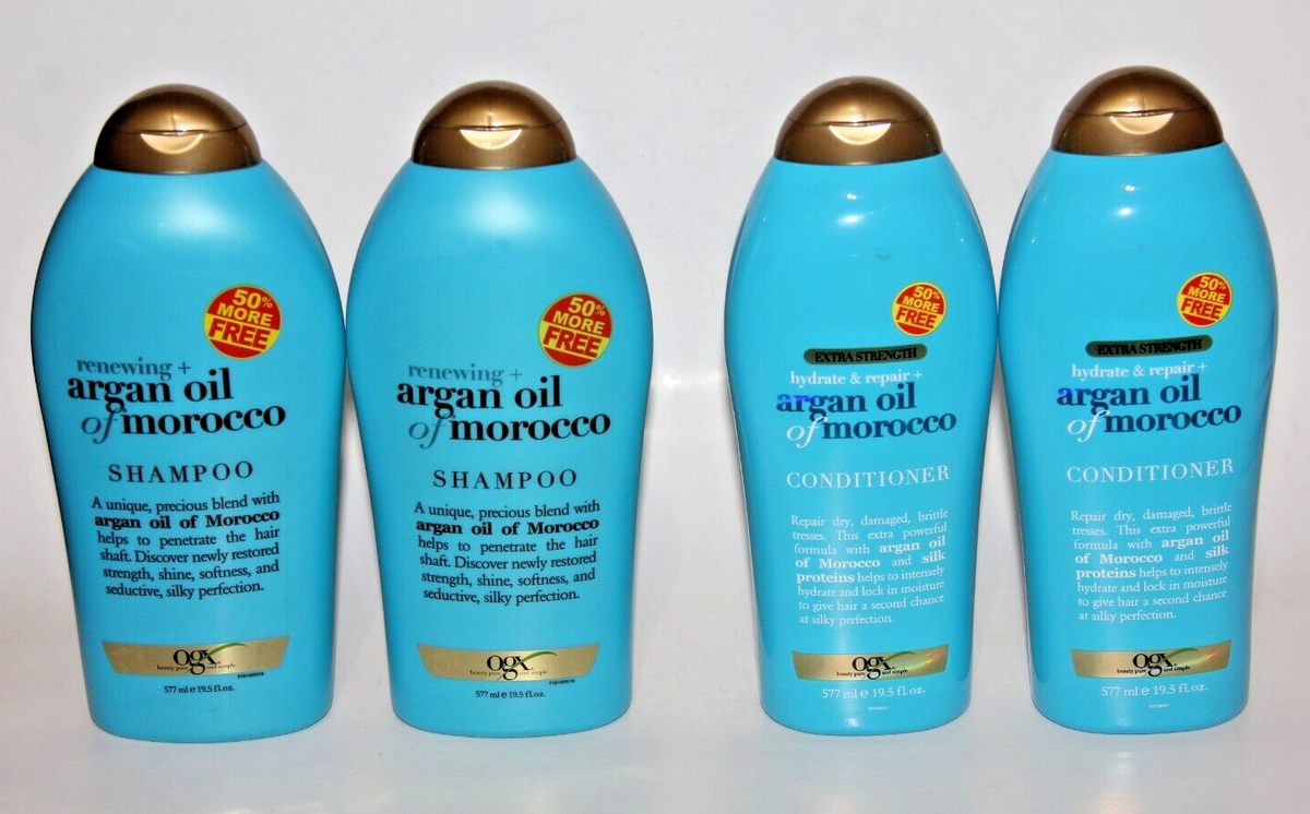 LOT (4) OGX ARGAN OIL OF MOROCCO SHAMPOO & CONDITIONER RENEW