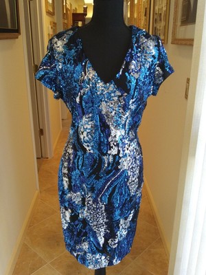 blue and silver cocktail dress