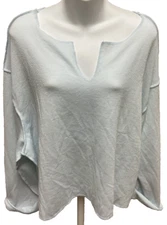 Mi Ami Womens Shirt Size Large Long Sleeve V-neck Blue New NWT Blouse Top Casual