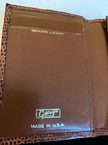 VINTAGE GARY'S COGNAC REAL LIZARD & LEATHER MADE IN USA CREDIT CARD CASE - Picture 6 of 12