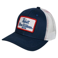 Pabst Blue Ribbon Meshback Cap- Navy/White