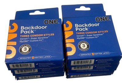 6 One Backdoor Pack Three Styles Vanish, Super Sensitive, & Custom Fit  Condoms