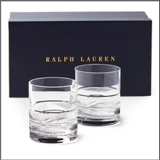 Set of 2 Ralph Lauren Remy Double Old Fashioned Glasses Crystal Barware Gift Box