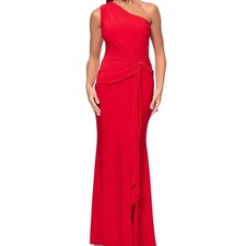 NEW Xscape Red One-Shoulder Twist Jersey Evening Gown - size 6