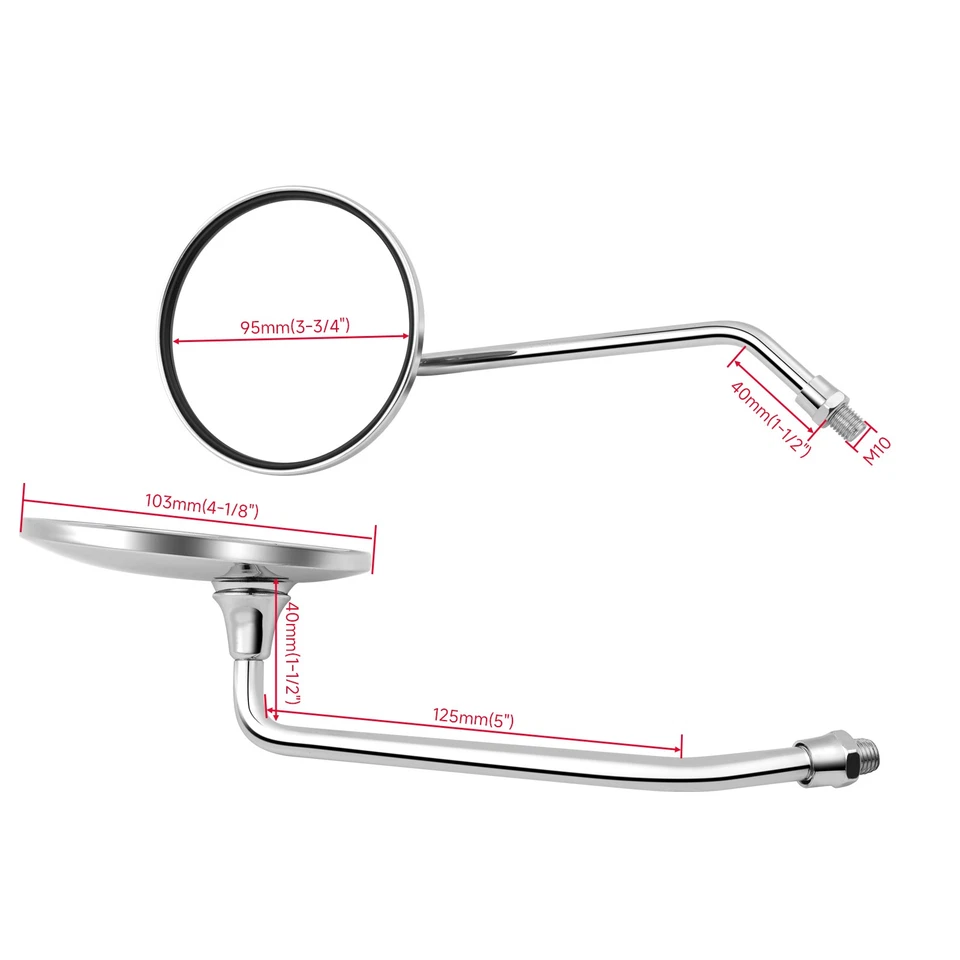 Espejos retrovisores redondos para moto 10 mm para Kawasaki KZ 400 650 750 900 1000 1300 Foto 4 de 4