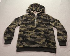 No Boundaries Fleece Hoodie Junior Women's L Camouflage Army Grunge Lounge Green