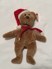 Ty Beanie Babies Teddy Bear Plush w/ Santa Hat  Scarf 1997 PVC Pellets