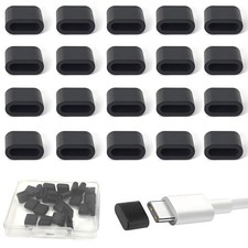 USB C Dust Caps, 20Pcs Port Anti Plug Silicone C Cover / Black