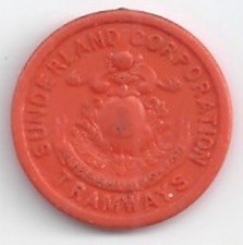 Sunderland Corporation Tramways  (England) 1 1/2d Transit Token   UKE 740 AR v.3