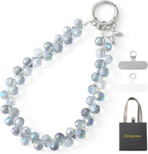 Crystal Phone Wrist Strap Phone Charm Chain Keychain Beaded Cellphone Lanyard...