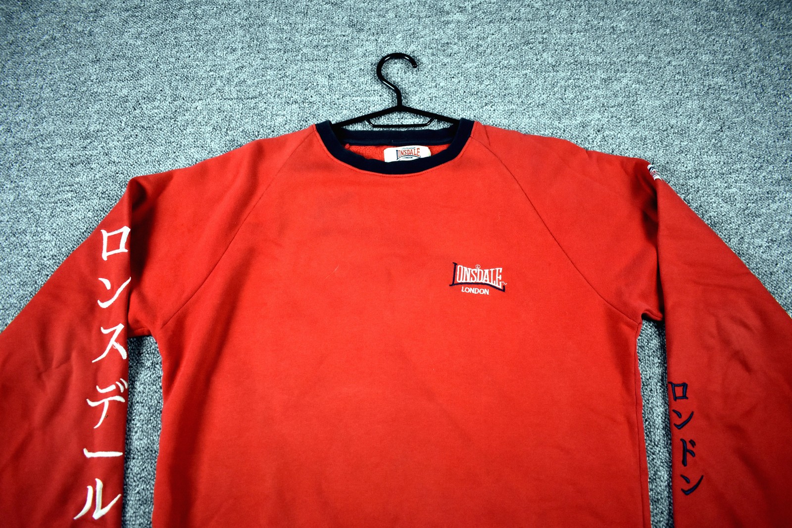Lonsdale Crewneck Sweatshirt Mens M Red Navy Graphic Long Sleeve Pullover image 4