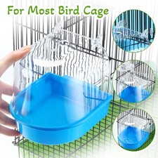 NEW - Splash-Proof Bird Bath for Cage Transparent Top Non-Slip White Tub