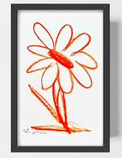 GUAJARDO Original Expressionism Daisy 9X6 Paper Signed Art