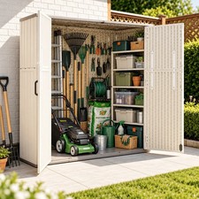 Tall Resin Outdoor Storage Shed Waterproof Garden Tool Cabinet
