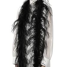 Ostrich Feather Boa,2Yards Long Feather Boas  Natural Ostrich Boa 1Ply Black