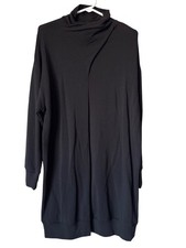 Fifteen Twenty Sweater Dress Small Faux Wrap Turtleneck Pullover Black Comfort