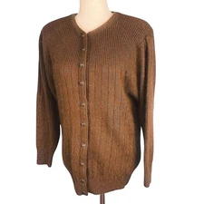 Vintage Cardigan Sweater Zell Originals Button Front Angora Brown Women's Small