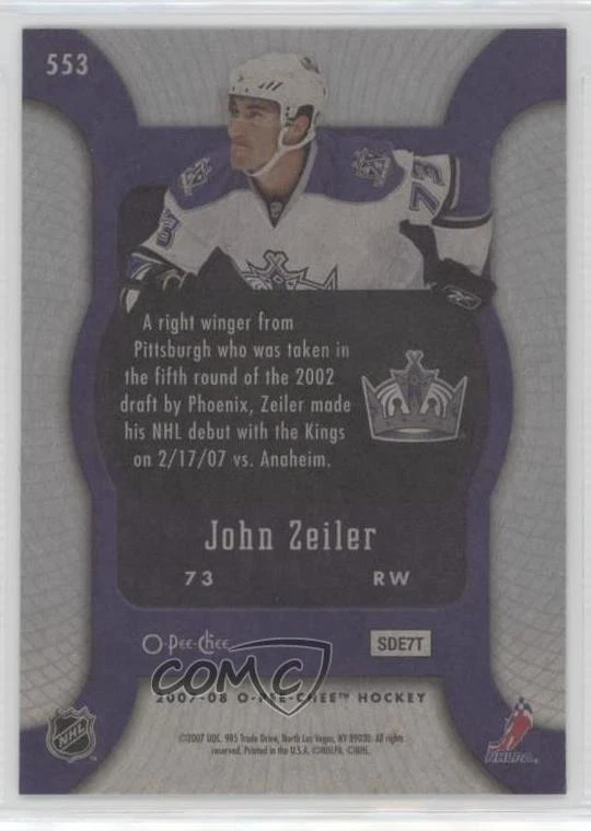 2007-08 O-Pee-Chee Marquee Rookies John Zeiler #553 Rookie RC - Image 2 of 2