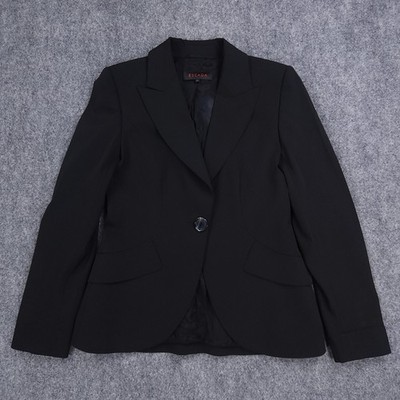 Escada Blazer Womens 36 US 4 Black Single Button Peak Lapel Lined Jacket Stretch