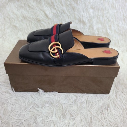 GUCCI Sandals Shoes GG EU 38 US 8 Leather Authentic - Picture 18 of 24