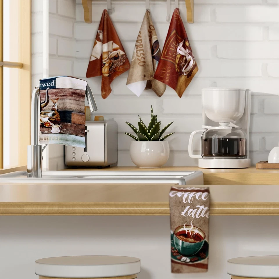 Conjunto de 6 toalhas de cozinha café absorventes 24 x 16 polegadas cozinha presente - Imagem 2 de 4