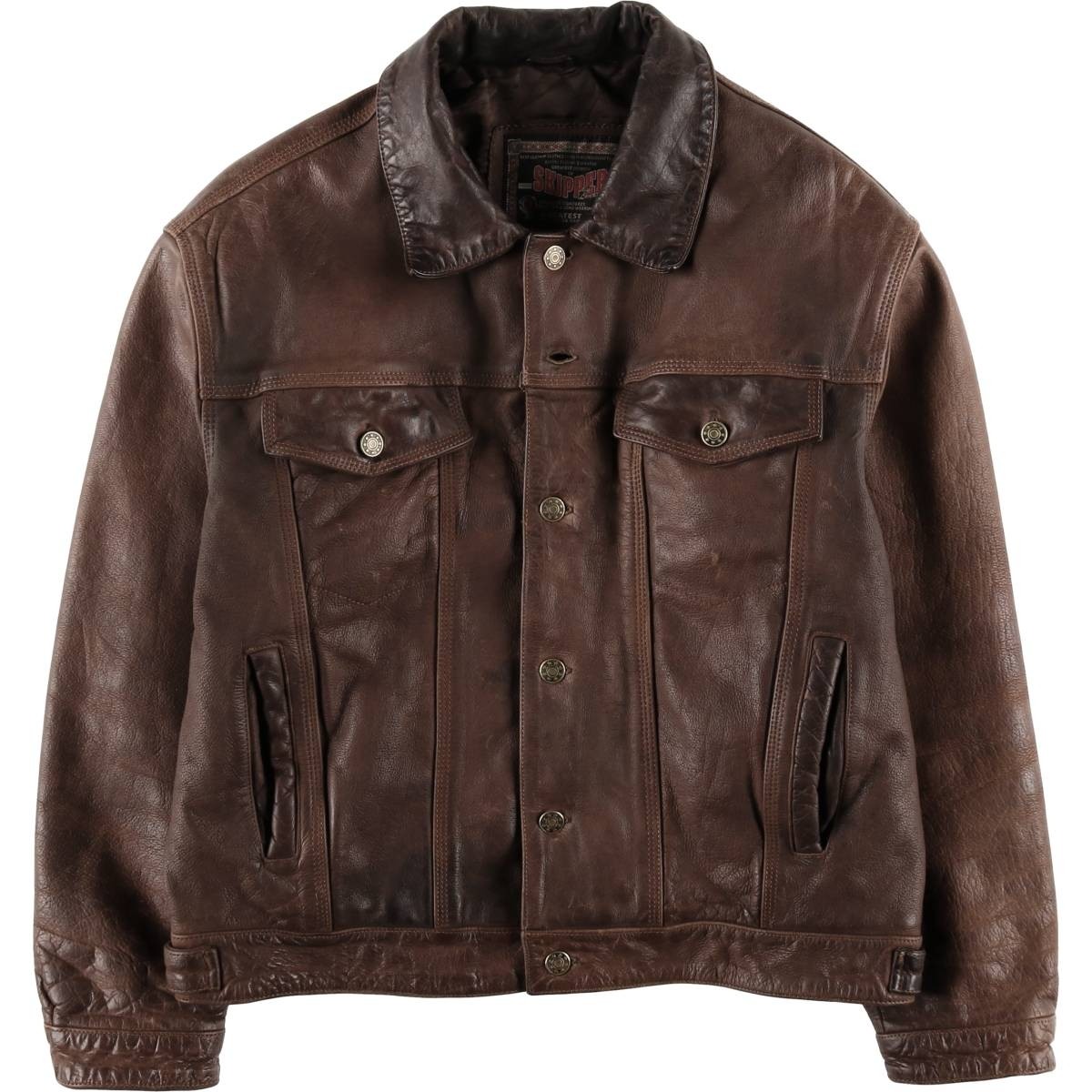 Vintage Skipper Trucker Jacket Leather Jacket Men's Size L (approx
