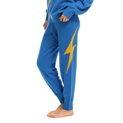 Aviator Nation Bolt Cashmere Light Sweater Pant Jogger Vintage Blue Gold M