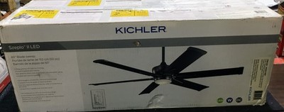 Kichler Lighting 300301SBK Szeplo Patio 80 inch Satin Black Ceiling Fan