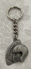 Vintage Pewter Football & Helmet Keychain • Made In USA