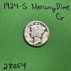 1924 S Mercury Dime 10c 90% Silver Good GD See Pictures