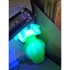 Fenton Uranium Glass Custard Satin Vase Hand Painted M. Dickinson Ruffled Rim