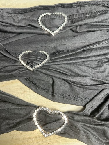 Sexy Tubo Top Estrás Corazones Bandeau Negro 1X 2X Elástico Slinky Rave Club - Imagen 10 de 11