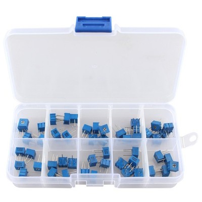 50 Stück 3362 Trimmer Potentiometer Kit 100 Ohm bis 1 M Ohm Sortiment