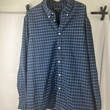 Eddie Bauer men's 3XL blue plaid, L/S, button-down shirt Wrinkle Resistant