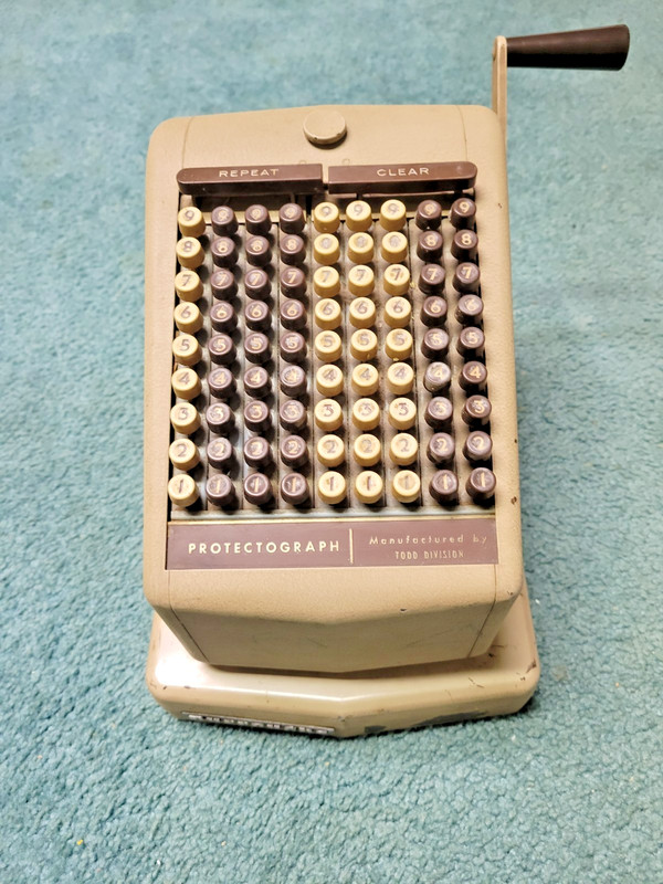 Vintage Burroughs Protectograph Model T74-9 Check Writer By Todd Division