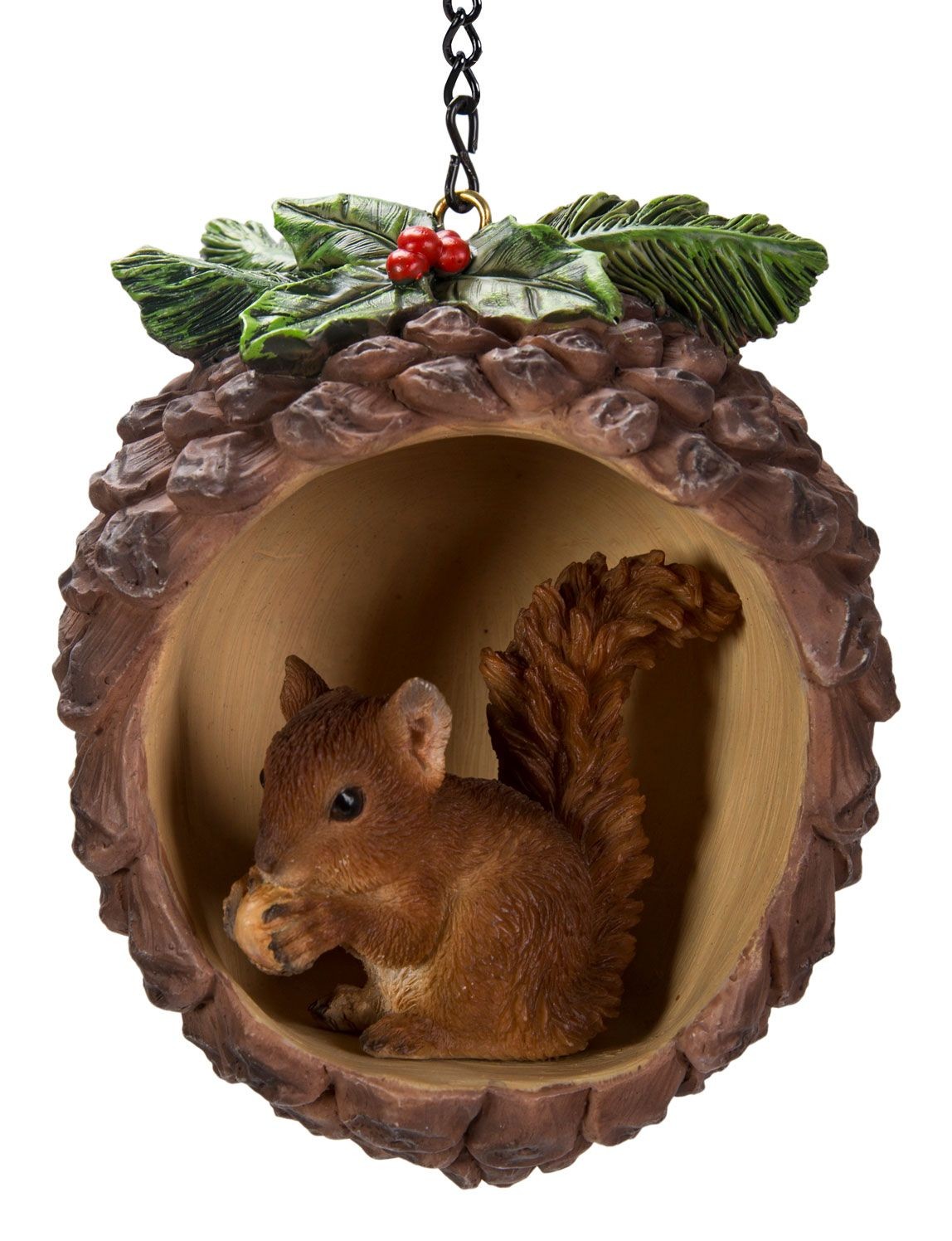 Christmas Squirrel In Pine Cone Hanging Decoration H10.5cm Vivid Arts BG-PC22-F