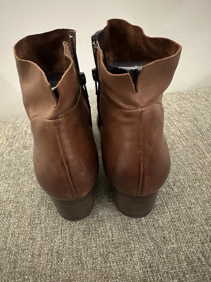 Botines Paul Verde Cuero Marrón Tacón Cremallera Talla 6.5 Foto 4 de 4