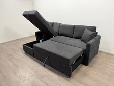 Reagan Fabric Left-Hand Corner Sofa Bed with Storage – Charcoal.