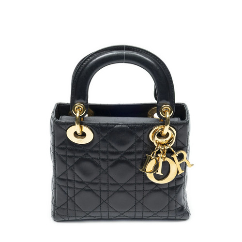 Dior Mini Lady Flap Lambskin Leather Black Unisex Bag #BCP5394