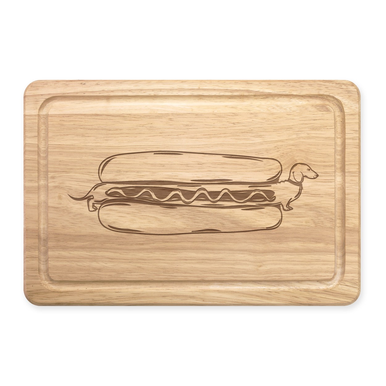 Hot Dog Dachshund Rectangular Wooden Chopping Board - Funny