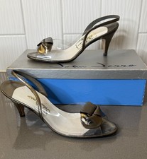 Vintage John Jerro Women s Shoe Clear/Bronze Metallic Sling Backs 8S MCM GUC