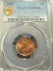 1898  Indian Head Cent PCGS MS 65 RB Blazing Red