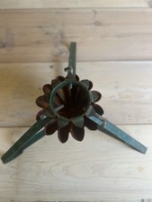Vintage Green and Red Fluted Metal Christmas Tree Stand