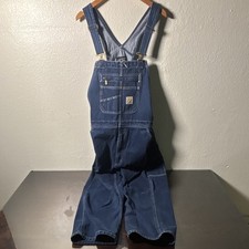 Carhartt Mens 36x30 Loose Fit Blue Denim Bib Overalls Workwear Carpenter Utility