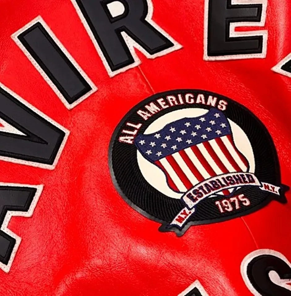 Chaqueta de cuero para hombre Avirex roja bombardero real American Flight chaqueta para hombre regalo Foto 4 de 4