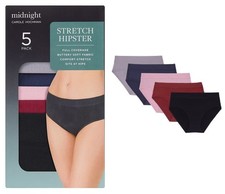 Carole Hochman Women's 5-Pack Full Coverage Stretch Hipster, Multicolor, L or XL
