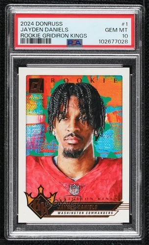 2024 Panini Donruss Rookie Gridiron Kings Jayden Daniels #1 PSA 10 GEM MT RC